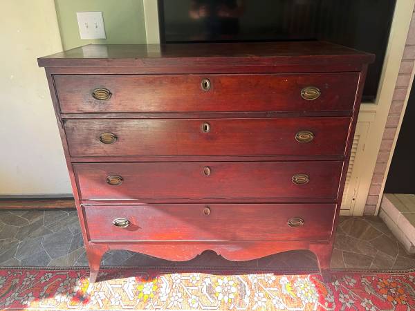 Mid 1800's Antique Cherry Wood Chest of Drawers / Dresser 1