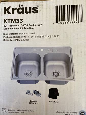 Kraus Premier Kitchen Sink Drop-In 33.13-in x 22-in Stainless Steel Do 1