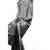 Spaghetti Strap Black Satin Draped Bodycon Dress with Flared Hem  M 3 thumbnail