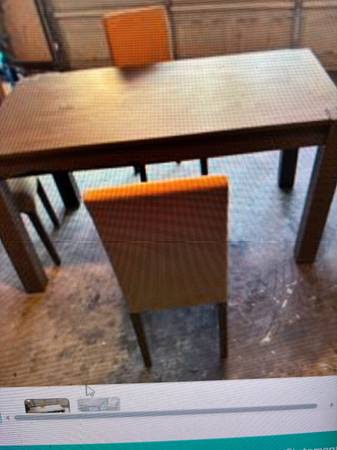 Solid wooden dining table with chairs 1