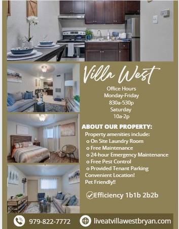 Tour a 1b1b or Efficiency today! Give us a call or stop by! 1