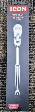 🔧 ICON 90 Tooth 1/2" Drive FLEX HEAD RATCHET New In Box🔧 1