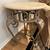 Round Rot Iron End Table, Custom Made, With Travertine Marble Top 2 thumbnail