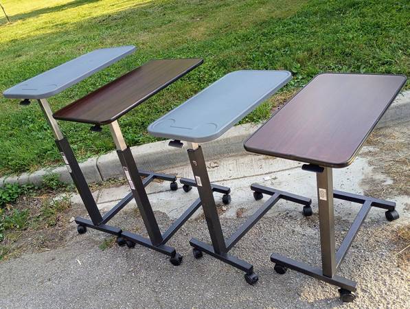 Overbed Tables with Adjustable Height and Locking Rollers - Sturdy! 1
