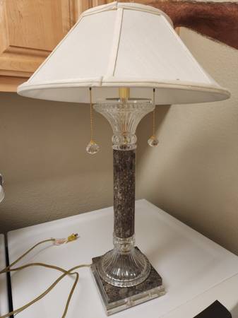 Marble Crystal Table Lamps / Antique 1970s Concord 1