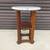 Antique Arts and Crafts Era Round Oak Side Table with Marble Top. 8 thumbnail