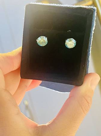 Green/Blue Diamond Mojssanite sparkly 6 ct stud earrings (3ct each) - - $582 (san bruno)63471231030531121