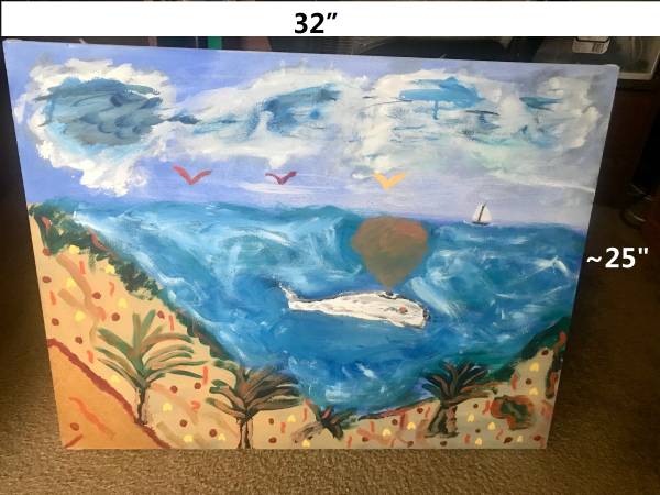 Original Paint on Canvase 32" x 25", Artist can paint over to reuse 1