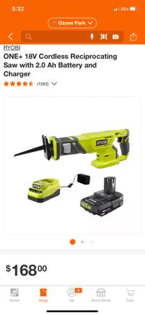 Ryobi 18 volt sawzall kit 1