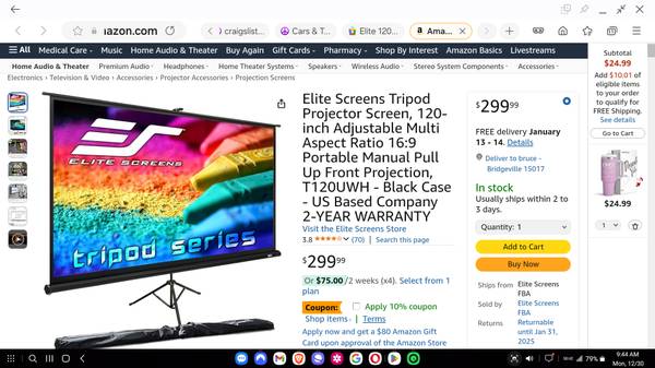 Elite 120 tripod screen 16-9 new 1