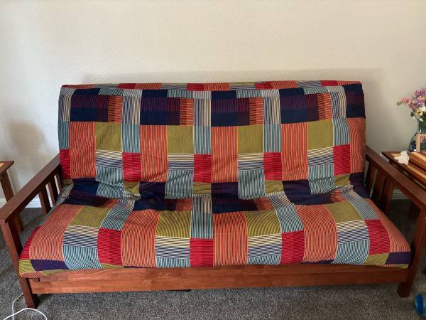 Dark  Cherry 🍒 Brown Wooden Queen Size Futon  *Delivery available** 1