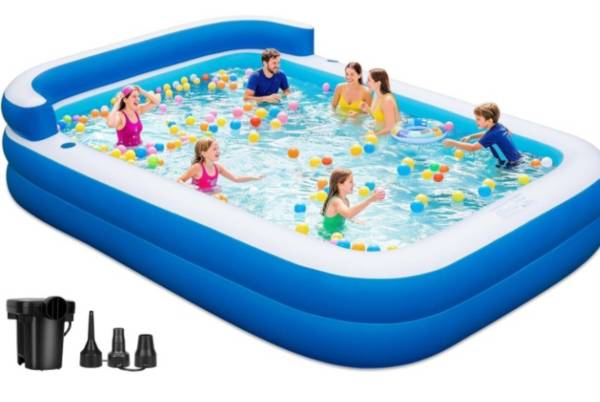 Gisaez Large Inflatable Swimming Pool - 120" x 85" x 26" Blow Up Pool 1