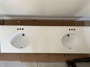 White Double Basin Vanity Top (74 3/4-inches x 22 5/8-inches) 1