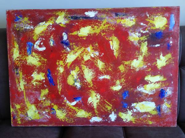 LARGE ABSTRACT EXPRESSIONIST OIL PAINTING TACHISME NEW YORK SCHOOL 1