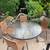 Outdoor garden furniture set, glass top table & metal frame chairs 1 thumbnail