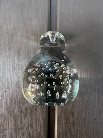 Vintage Solid Art Glass Paperweight – Controlled Bubble Design 1