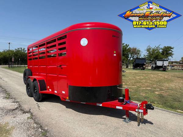 2027 DELCO 6′ X 16′ BUMPER PULL STOCK TRAILER RED 12K-GVWR 1