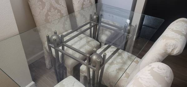 Glass Dining Room Set w/ 4 Chairs 1