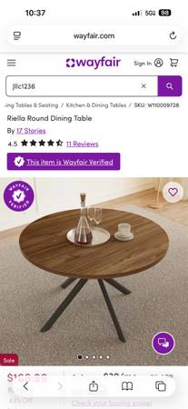 NEW Riella Round Dining Table 45.3” Wide 1