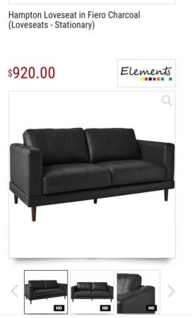 Hampton Loveseat in Fiero Charcoal (Genuine Leather) - $400 (Oxnard)62973883304449121