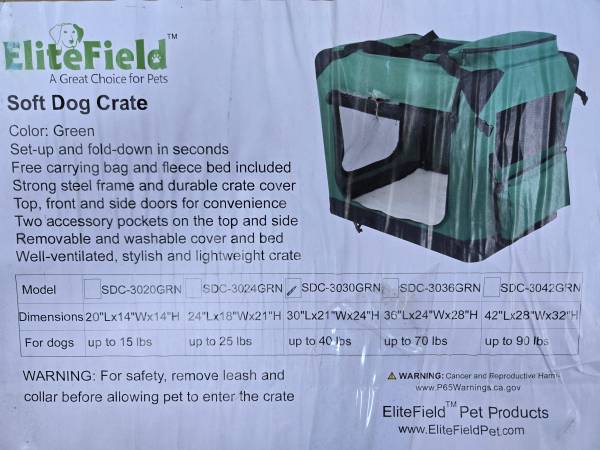 EliteField Medium Soft Dog Crate 1