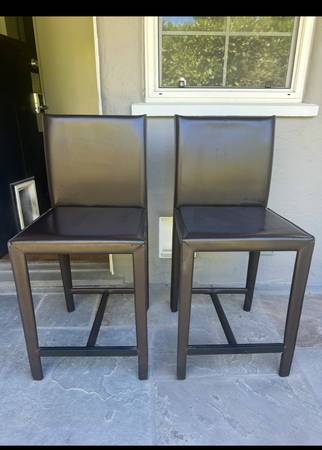 Crate and barrel Leather bar stools 1