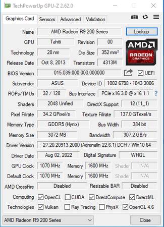 Tarjeta gráfica Asus R9 280X DirectCU II TOP 3GB - $40 (Medford)63471244497283122