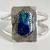 Signed Double Shank Sterling Silver Azurite Gemstone Fancy Bezel Cuff 6 thumbnail