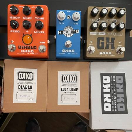 Okko Diablo Gain+, GH overdrive pedals - MINT - musical