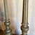 Pair of Vintage Painted Antique Gold Candlesticks with wooden pricket 2 thumbnail
