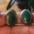 Sterling Silver Clip - On Earrings with Natural Big Malachite Stones 1 thumbnail