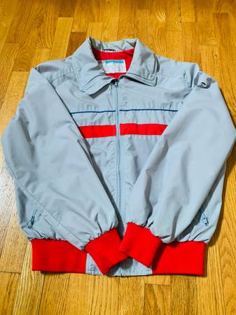 Vintage Glacier Bay Windbreaker Grey Blue Red Full Zip Jacket Mens Large 1