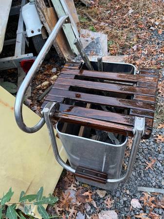 Teak Swim Platform SS fold down ladder 1