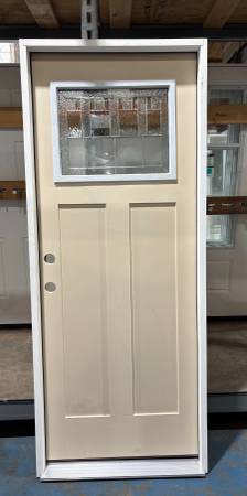 New 32" Craftsman Deco Glass RH Inswing Fiberglass Exterior Entry Door 1