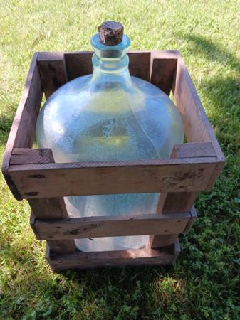 5 Gallon Glass Bottle w/wood crate 1