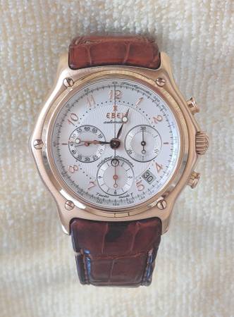 Ebel Chronograph limited edition rose gold crocodile leather watch 1