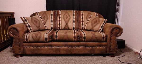 Four Piece Rustic Southwestern Lodge Living Room Set – Cabin / Ranch Style 1