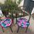 Pair of Metal Patio  Chairs with Round Tropical Floral Cushions 3 thumbnail
