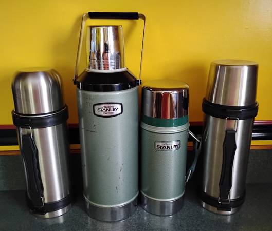 Lot of 4 Thermos - Ex Large 2 Qt, Wide Mouth 24 oz Stanley + 2 others 1