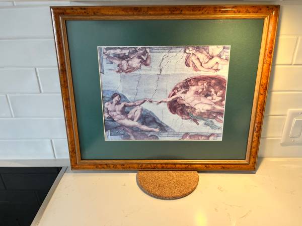 >> Authentic Michelangelo Creation of Adam print from Vatican, Italy 1