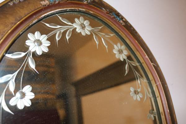 Art Deco Etched Wall Mirror - $400 (Olympia)63436056313729122