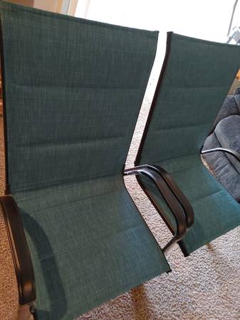 2 Teal lawn/patio chairs 1