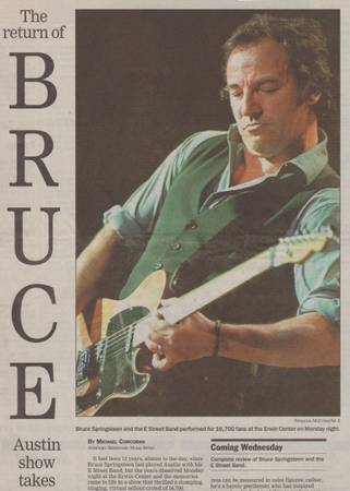 2000 BRUCE SPRINGSTEEN Newspaper Review UT Austin & Ticket Stubs 1
