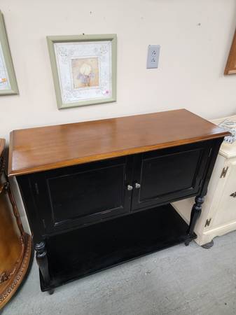 SOLD - Two Tone Wood Server Sideboard with Two Cabinet Doors #464-22 1