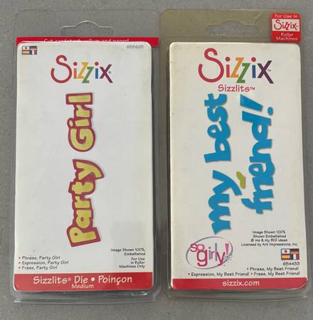 2 medium sizzix Sizzlit die lot PARTY GIRL + BEST FRIEND 1