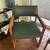 Leather chairs, green and oak wood set of two 3 thumbnail