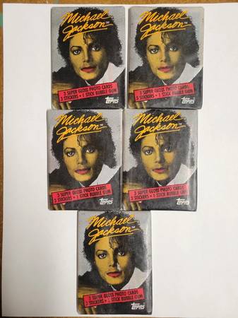 Michael Jackson Collector Cards, Unopened 1984 Topps , 46 Rare Red Lip 1