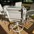5 pc Patio Dining Table set with square top and four swivel arm chairs in good c 4 thumbnail