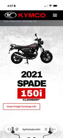 Kymco SPADE 150cc motorcycles/scooters by owner vehicle