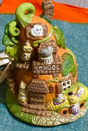Antique Pumpkin “School” Ceramic Pumpkin House 1